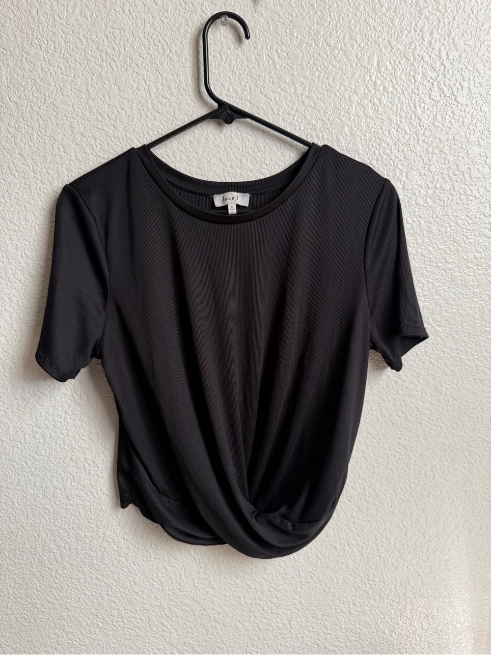 love J Black Short Sleeve Twist-Front Tee
